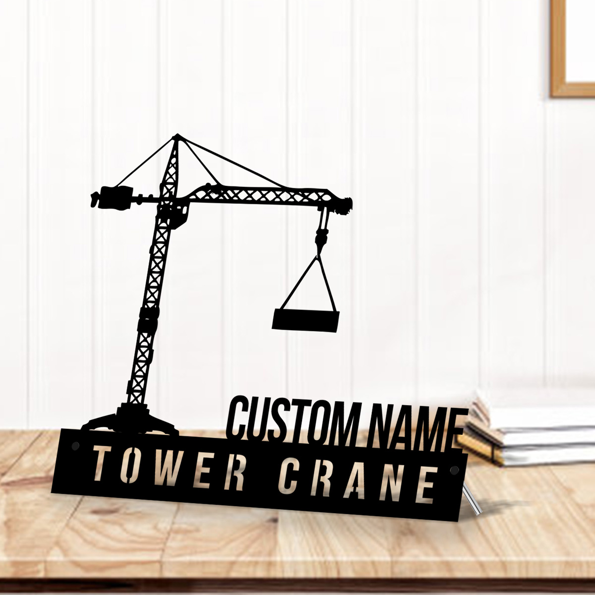 Custom Tower Crane Desk Name P - огляд і ціна Heavy Equipment Sign