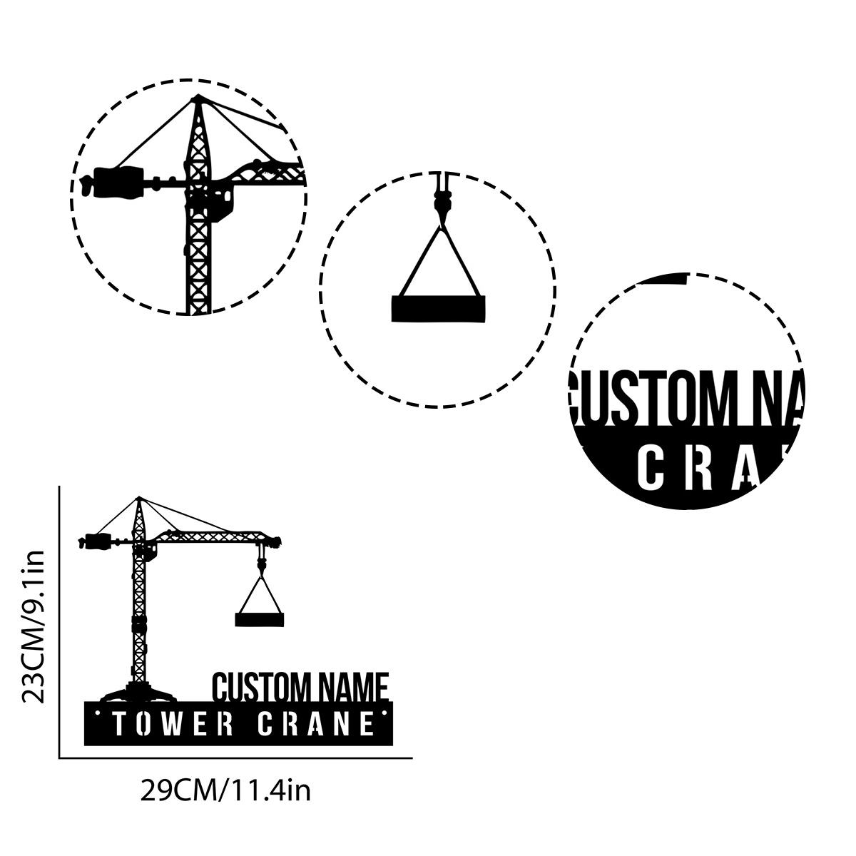 Custom Tower Crane Desk Name P - огляд і ціна Heavy Equipment Sign